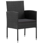 Poly Rattan Tuinset in Zwart met Stalen Frame voor Buitengebruik - Tuinsets