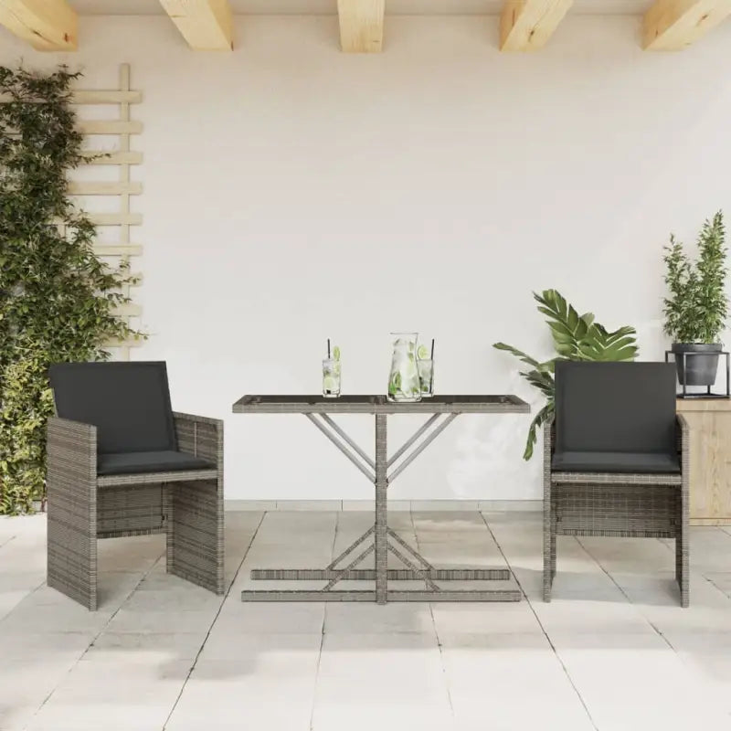 Poly rattan tuinset met comfortabele zitervaring en wasbare hoes - Grijs / Glas - Tuinsets