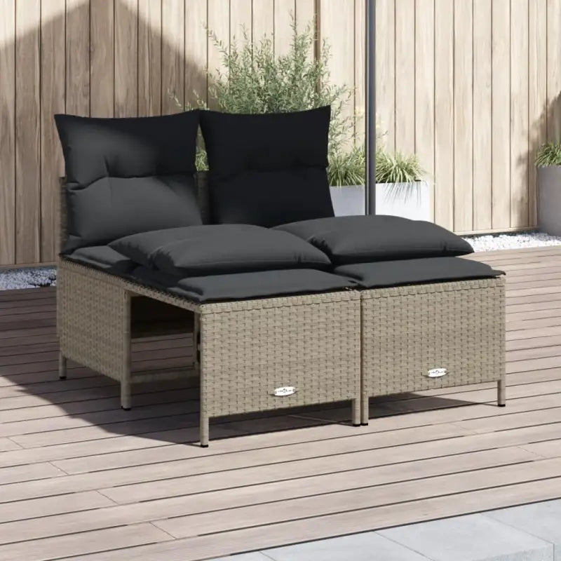 Poly rattan tuinset met comfortabele zitervaring en wasbare hoes - Lichtgrijs - Tuinsets