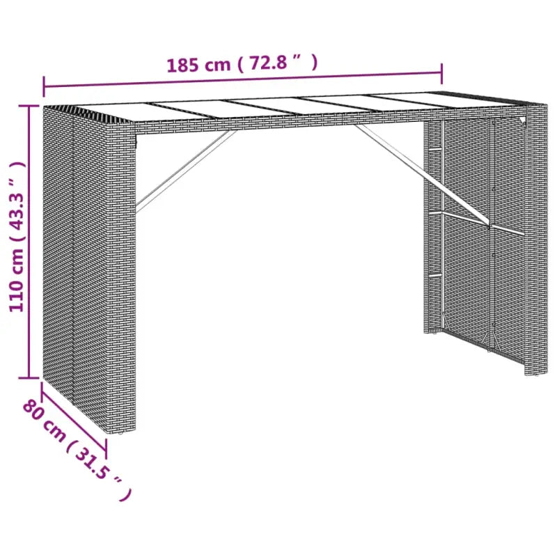 Poly Rattan tuinset met gehard glas en eenvoudig schoon design - Tuinsets