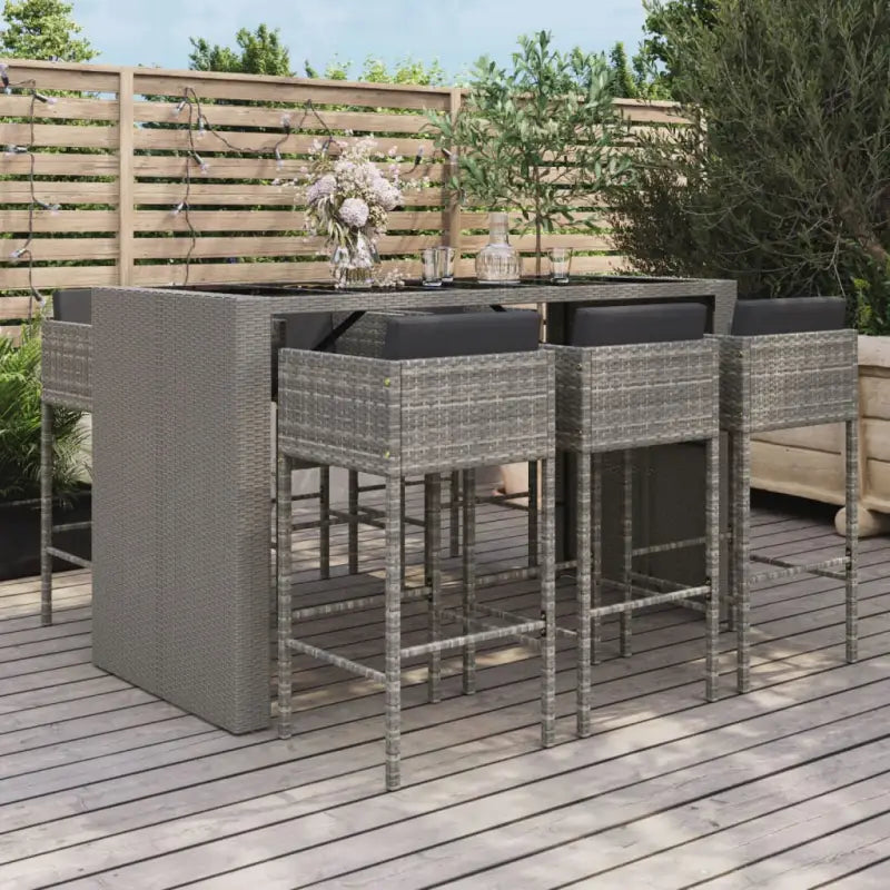 Poly Rattan tuinset met gehard glas en eenvoudig schoon design - Grijs - Tuinsets