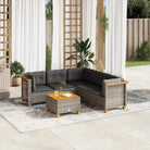 Poly Rattan Tuinset met Natuurlijke Olieafwerking en Comfortabele Zitervaring - Grijs / Met tafel / Dichtgeweven