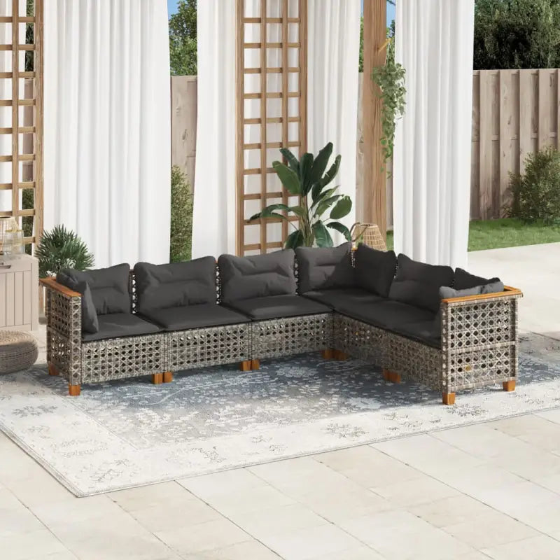 Poly Rattan Tuinset met Natuurlijke Olieafwerking voor Comfortabele Zitervaring - Grijs / Zonder tafel / gat weven