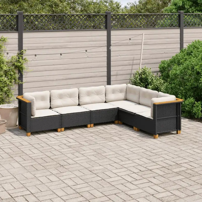 Poly Rattan Tuinset met Natuurlijke Olieafwerking voor Comfortabele Zitervaring - Zwart / Zonder tafel / Dichtgeweven