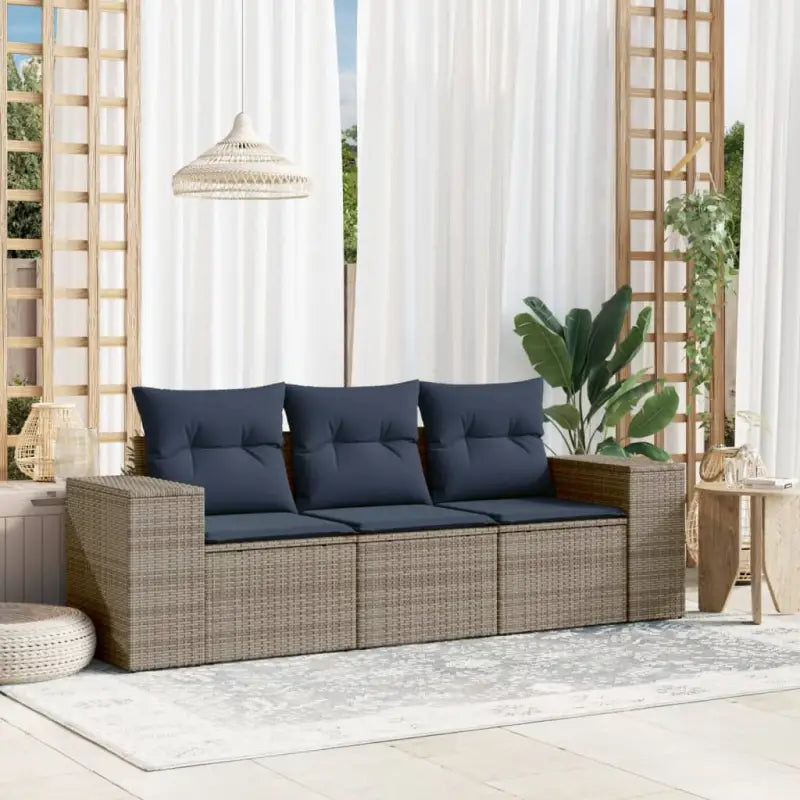 Poly rattan tuinset met waterdichte tas en gepoedercoat staal afmetingen - Grijs en blauw / Zonder tafel - Tuinsets