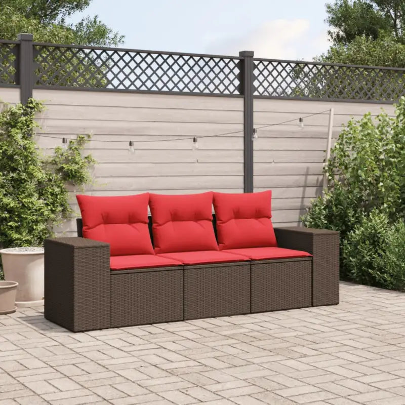 Poly rattan tuinset met waterdichte tas en gepoedercoat staal afmetingen - Bruin en rood / Zonder tafel - Tuinsets