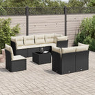 Poly Rattan Tuinset met Waterdichte Tas en Gepoedercoat Staal - Zwart en crème / Met tafel - Tuinsets