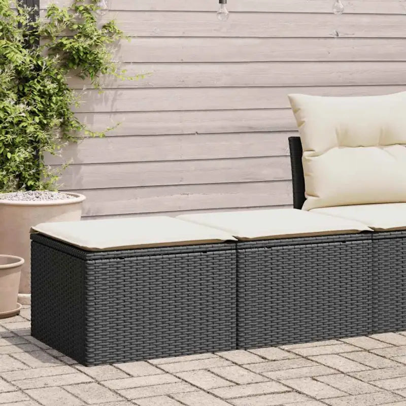 Poly Rattan Tuinset met Waterdichte Tas en Wasbare Hoes - Zwart en crème - Tuinsets