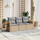 Poly Rattan Tuinset met Waterdichte Tas en Wasbare Hoezen - Beige en grijs / Zonder tafel - Tuinsets