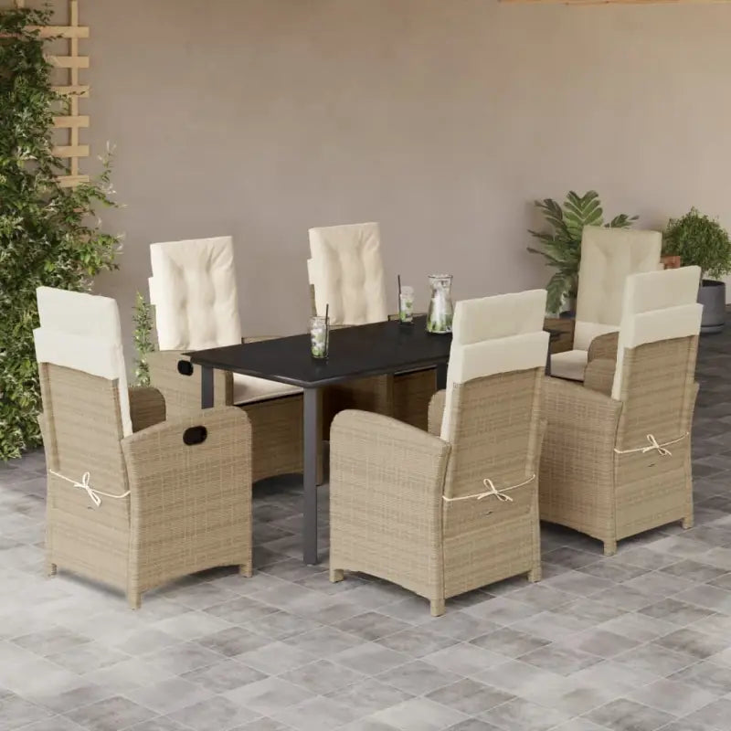 Poly rattan tuinset voor comfortabele zitervaring en gemakkelijk schoon maken - 160 cm tafellengte / Met voetensteun