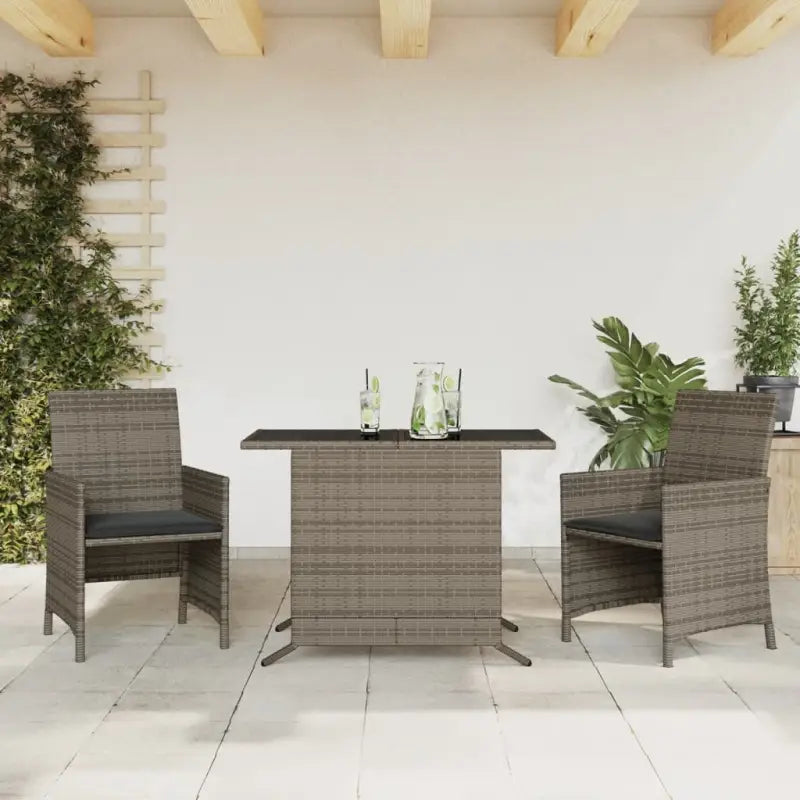 Poly Rattan Tuinset voor een comfortabele zitervaring met wasbare hoes - Grijs / Glas - Tuinsets