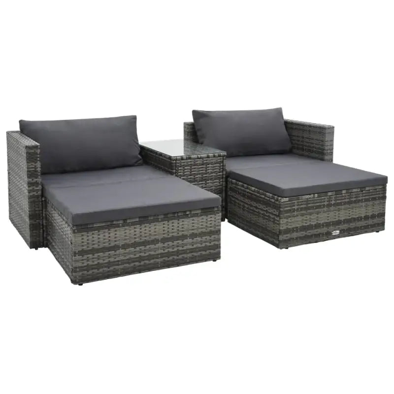 Poly Rattan Tuinset voor stijl en functionaliteit het hele jaar - Grijs - Tuinsets