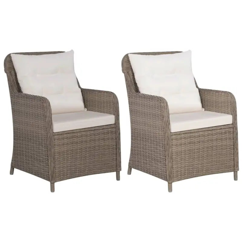 Poly rattan tuinstoelen met gepoedercoat staal levering bevat - Bruin / 2 / Met rugkussen - Tuinstoelen