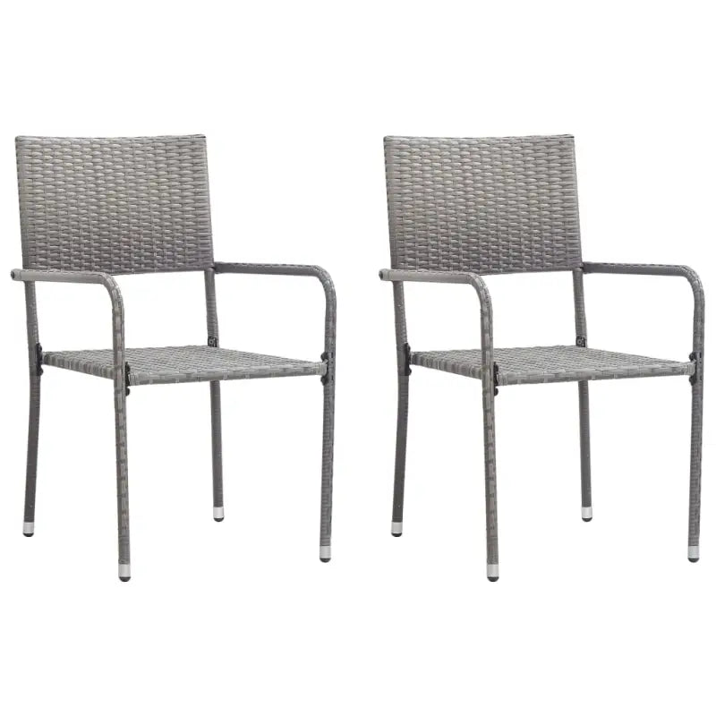 Poly Rattan Tuinstoelen voor Diner en Ontspanning - Grijs / 2 - Tuinstoelen