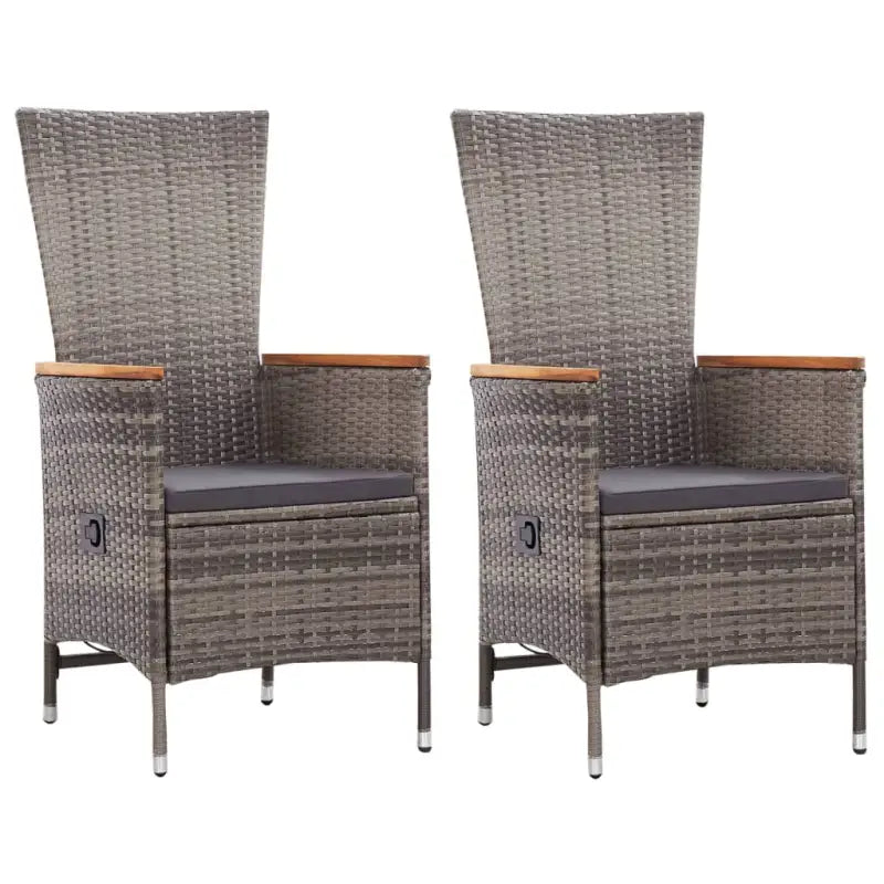 Poly Rattan Tuinstoelen voor een moderne tuin of balkon uitstraling - Grijs / 2 - Tuinstoelen