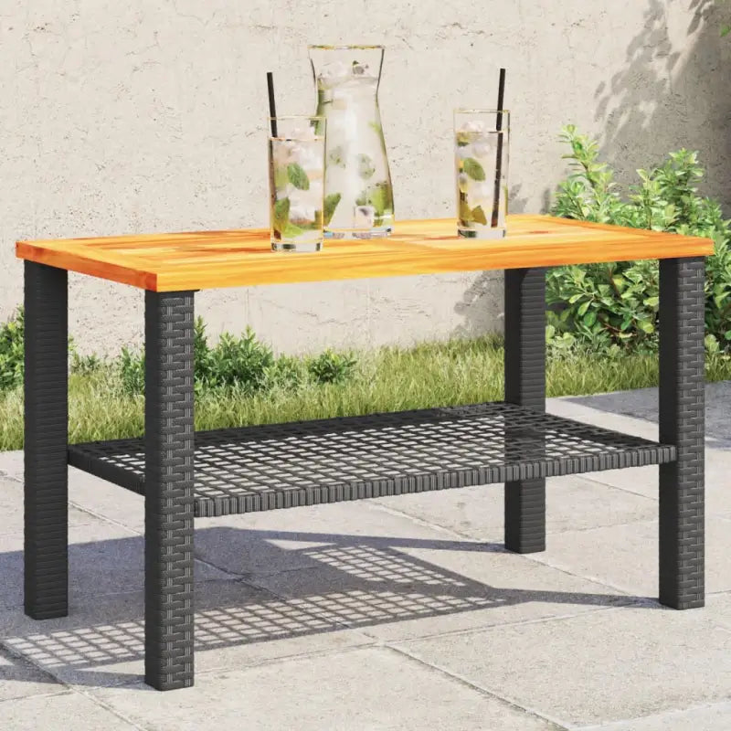 Poly Rattan tuintafel eenvoudig schoon voor gezellige tuin en terras momenten - Zwart en bruin / 70 x 38 x 42 cm / 1