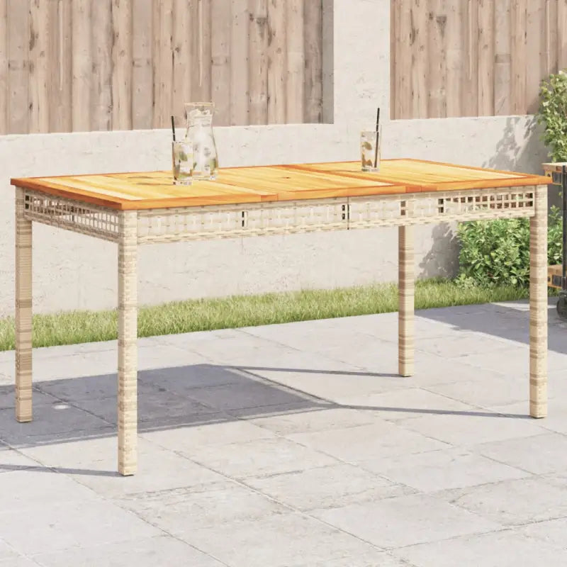 Poly Rattan tuintafel eenvoudig schoon voor gezellige tuin en terras momenten - Beige en bruin / 140 x 80 x 75 cm / 1