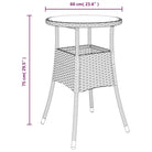 Poly Rattan Tuintafel met Gehard Glas voor buitengebruik - Tuintafels