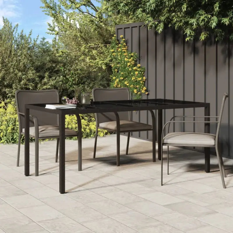 Poly rattan tuintafel met gehard glas voor stijl en stabiliteit - Bruin / 1 - Tuintafels