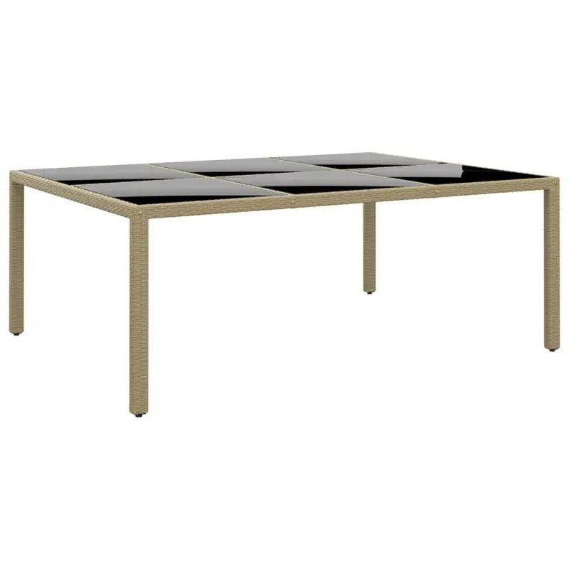 Poly rattan tuintafel met gehard glas voor stijlvolle buitenruimte - Beige / 1 - Tuintafels