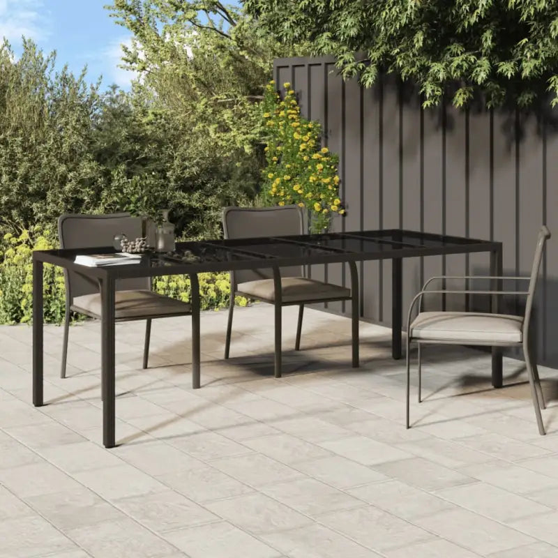 Poly rattan tuintafel met gehard glas voor stijlvolle buitenruimte - Bruin / 1 - Tuintafels