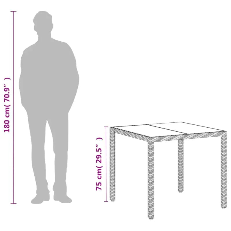 Poly rattan tuintafel met gemakkelijk schoon en gehard glas - Tuintafels
