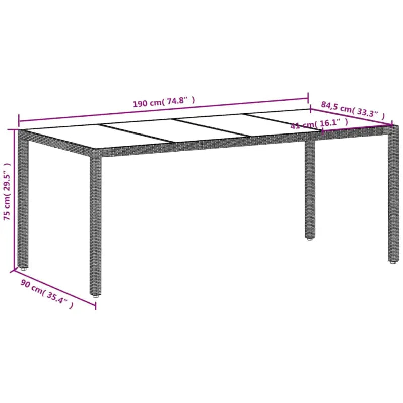 Poly Rattan Tuintafel met Geshard Glas en Gemakkelijk Schoon Makelijk - Tuintafels