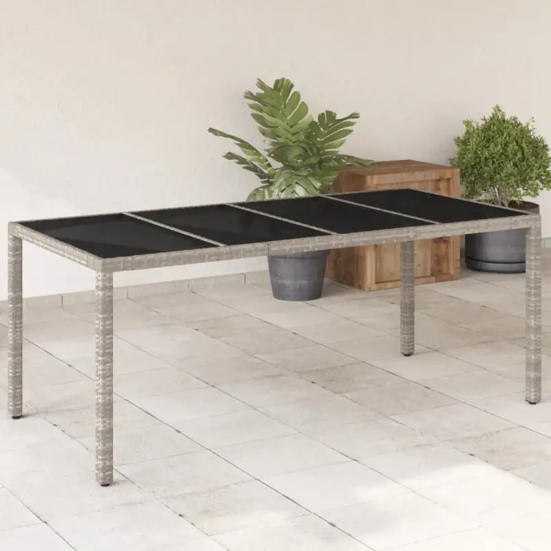 Poly Rattan Tuintafel met Geshard Glas en Gemakkelijk Schoon Makelijk - Tuintafels