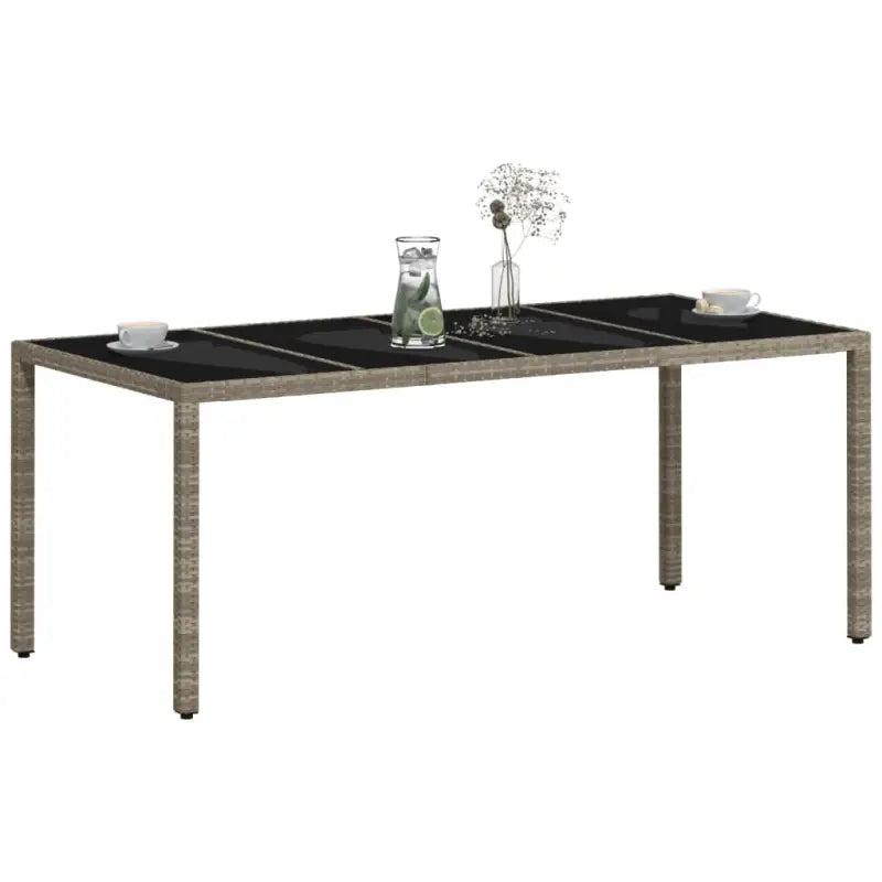 Poly Rattan Tuintafel met Geshard Glas en Gemakkelijk Schoon Makelijk - Tuintafels