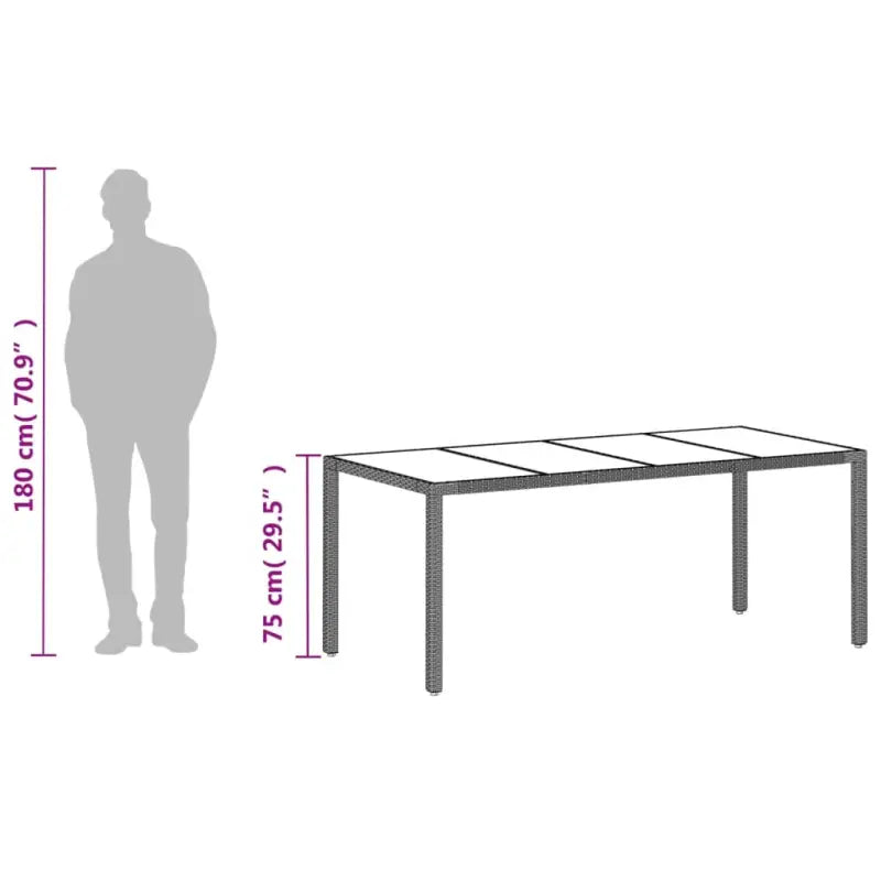 Poly Rattan Tuintafel met Geshard Glas en Gemakkelijk Schoon Makelijk - Tuintafels