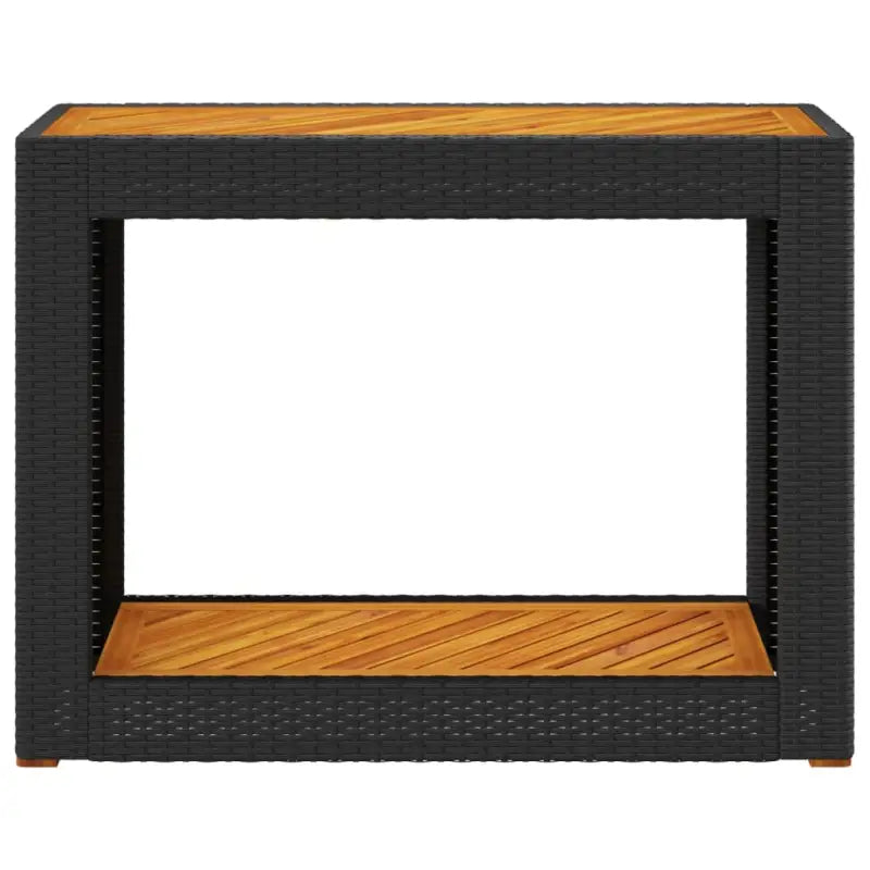 Poly rattan tuintafel met houten blad eenvoudig schoon en veelzijdig - Tuintafels