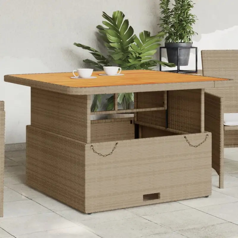 Poly rattan tuintafels eenvoudig schoon voor gezellige tuinmomenten - Beige / 110 x 110 x 71 cm / 1 - Tuintafels