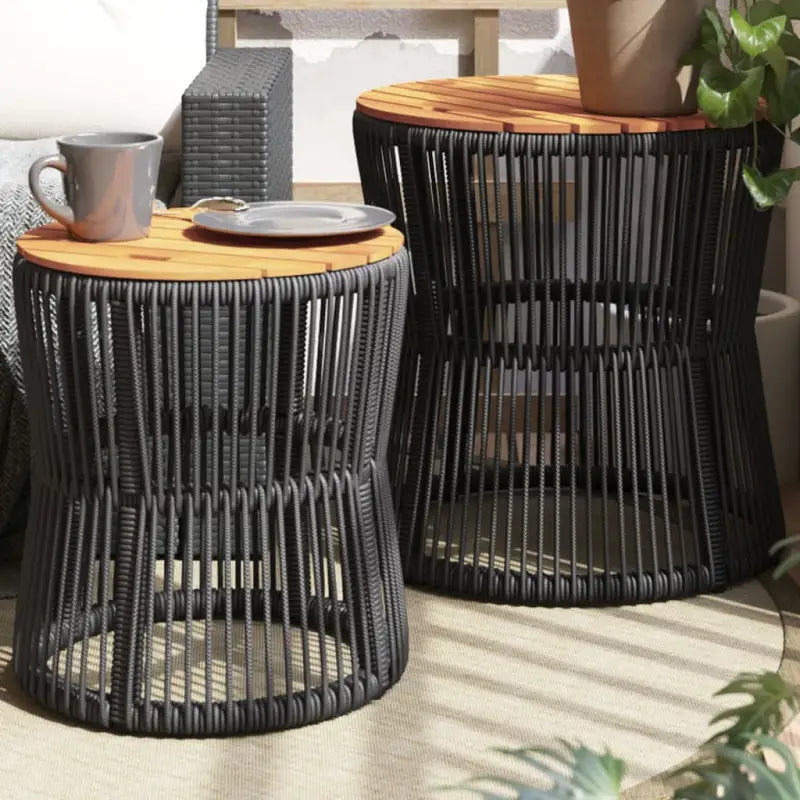 Poly Rattan Tuintafels Gemakkelijk Schoon voor Gezellig Buitenplezier - Zwart / 1 / Lijngeweven - Tuintafels