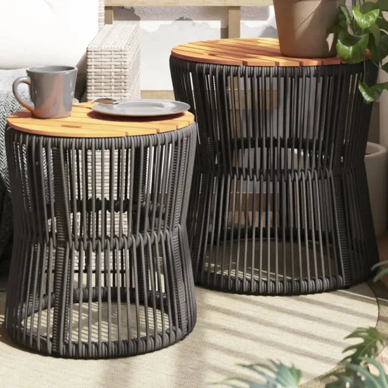 Poly Rattan Tuintafels Gemakkelijk Schoon voor Gezellig Buitenplezier - Grijs / 1 / Lijngeweven - Tuintafels