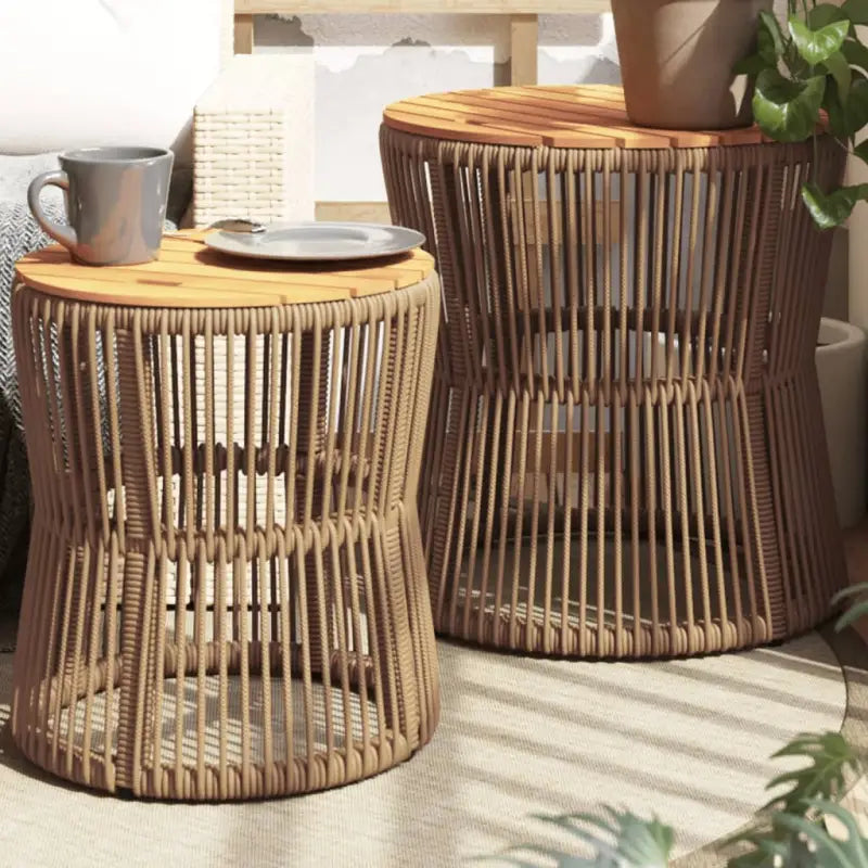 Poly Rattan Tuintafels Gemakkelijk Schoon voor Gezellig Buitenplezier - Beige / 1 / Lijngeweven - Tuintafels