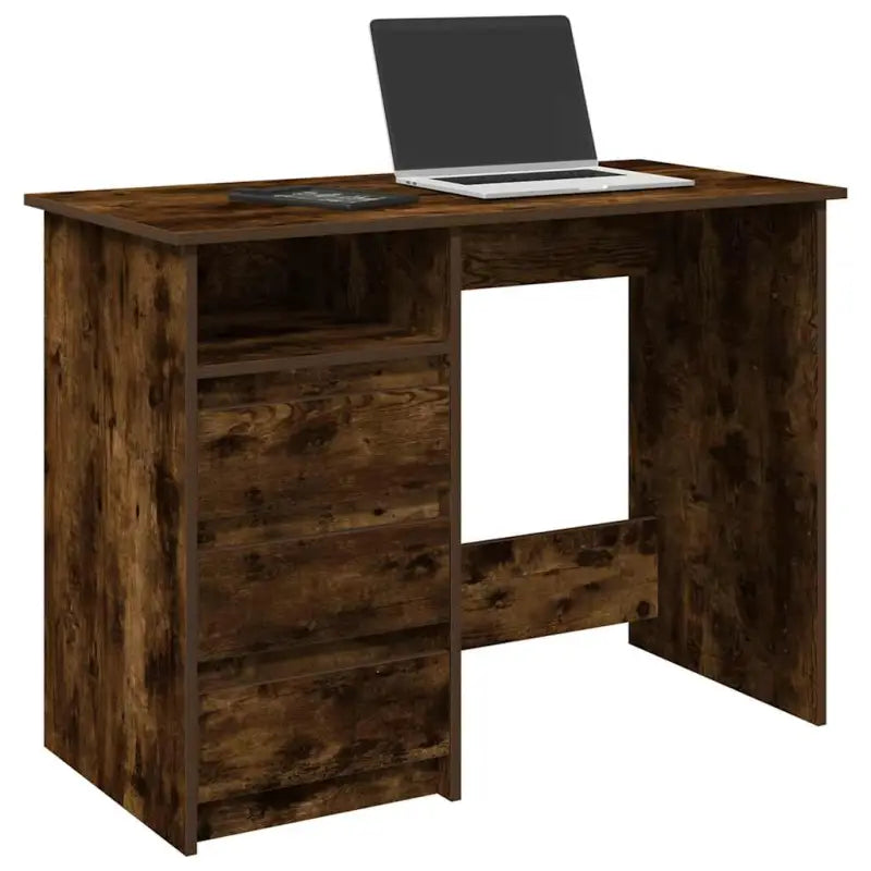 praktisch en decoratief bureau van bewerkt hout - Gerookt eiken - Bureaus