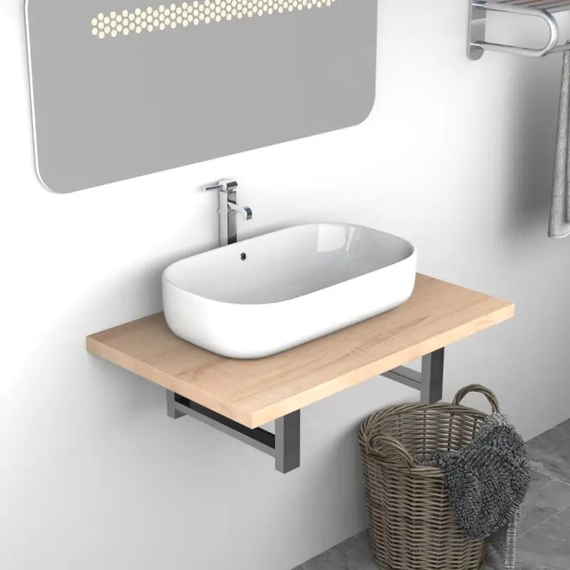Praktisch en tijdloos badkamer wandmeubelset - Eiken / 60 x 40 cm - Badkamermeubelsets