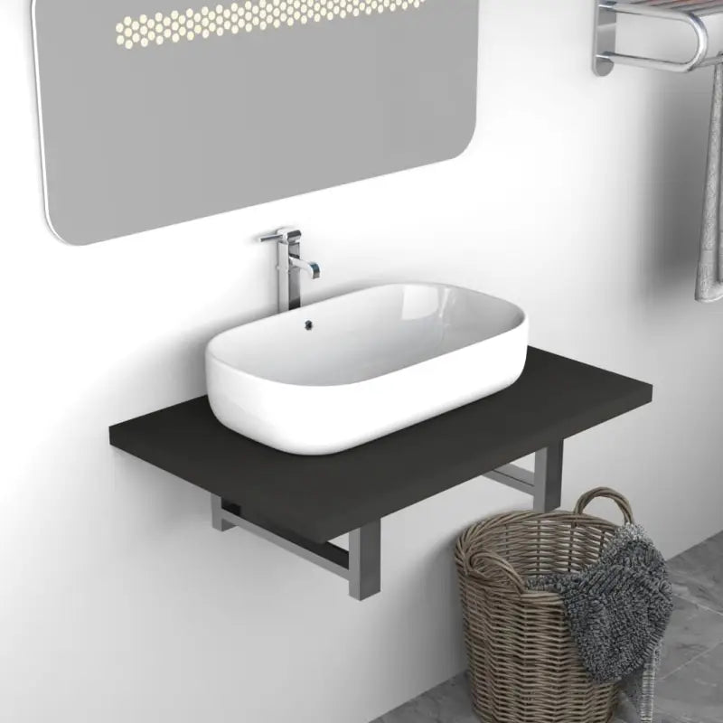 Praktisch en tijdloos badkamer wandmeubelset - Grijs / 60 x 40 cm - Badkamermeubelsets