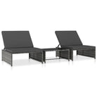 Rattan Loungeset met levering bevat van poly rattan voor tuin of terras - Grijs / 3 - Ligstoelen