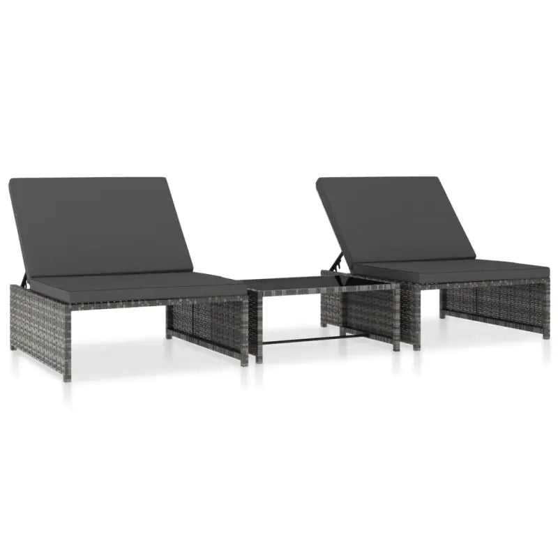 Rattan Loungeset met levering bevat van poly rattan voor tuin of terras - Grijs / 3 - Ligstoelen
