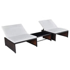 Rattan Loungeset met levering bevat van poly rattan voor tuin of terras - Bruin en wit / 3 - Ligstoelen