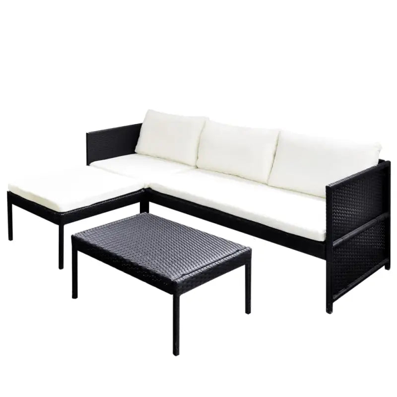 Rattan loungeset met stalen frame en dikte zitkussens voor in de tuin - Tuinsets