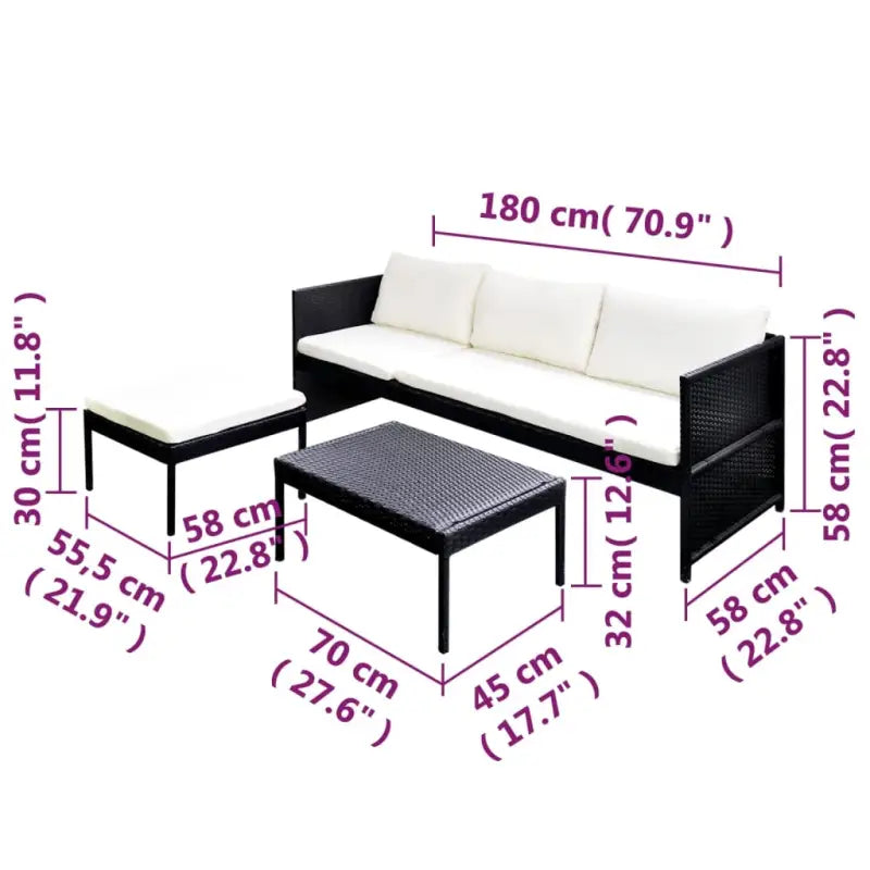 Rattan loungeset met stalen frame en dikte zitkussens voor in de tuin - Tuinsets