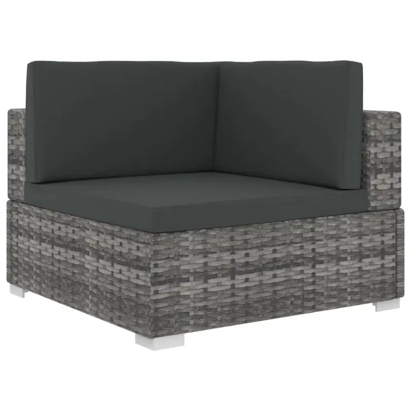 Rattan loungeset met waaiervormige hocker voor het hele jaar door buitengebruik - Grijs - Tuinsets
