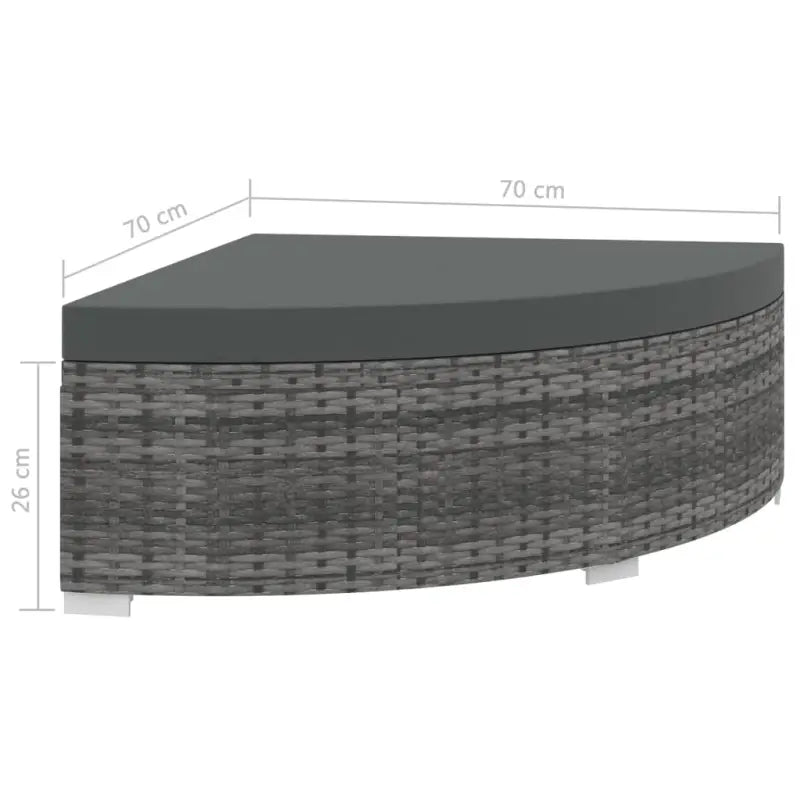 Rattan loungeset met waaiervormige hocker voor het hele jaar door buitengebruik - Grijs - Tuinsets