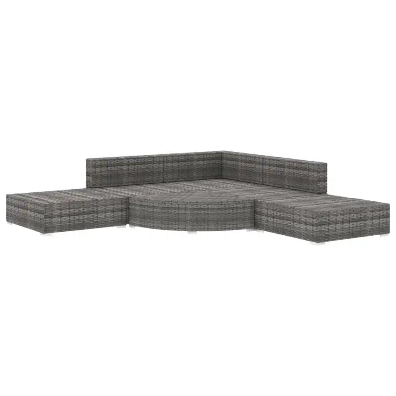 Rattan loungeset met waaiervormige hocker voor het hele jaar door buitengebruik - Grijs - Tuinsets
