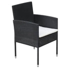 Rattan tuinset met stalen frame en verwijderbare zitkussens - Zwart - Tuinsets