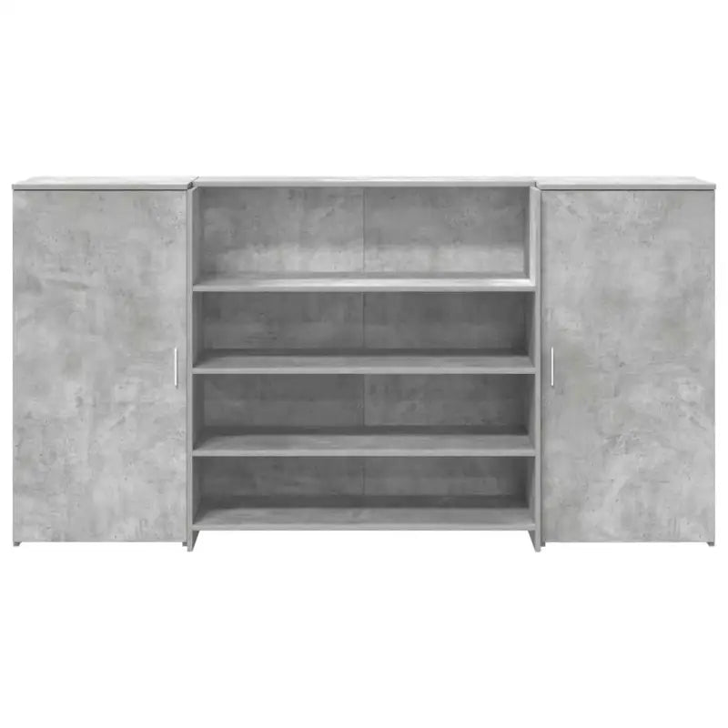 Receptiebalie in bewerkt hout met ingebouwde balie voor verschillende omgevingen - Betongrijs / 200 x 50 x 103.5 cm