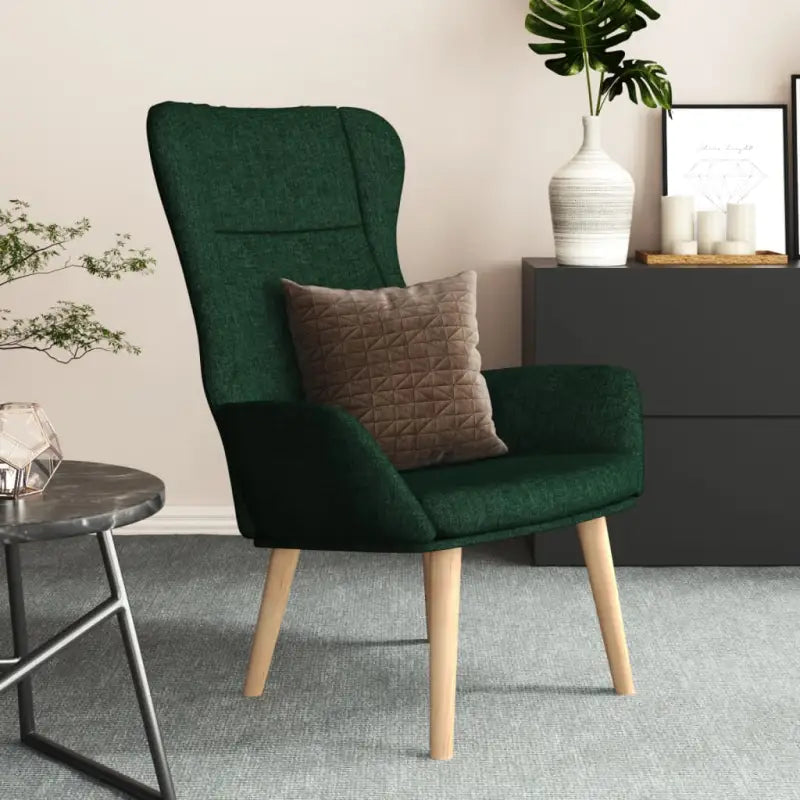 Relaxfauteuil met massief rubberwood voor ultiem comfort - Donkergroen / 1 / Zonder voetensteun - Fauteuils &