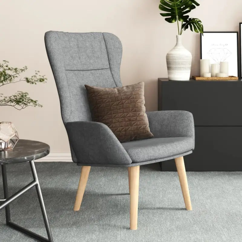 Relaxfauteuil met massief rubberwood voor ultiem comfort - Lichtgrijs / 1 / Zonder voetensteun - Fauteuils &